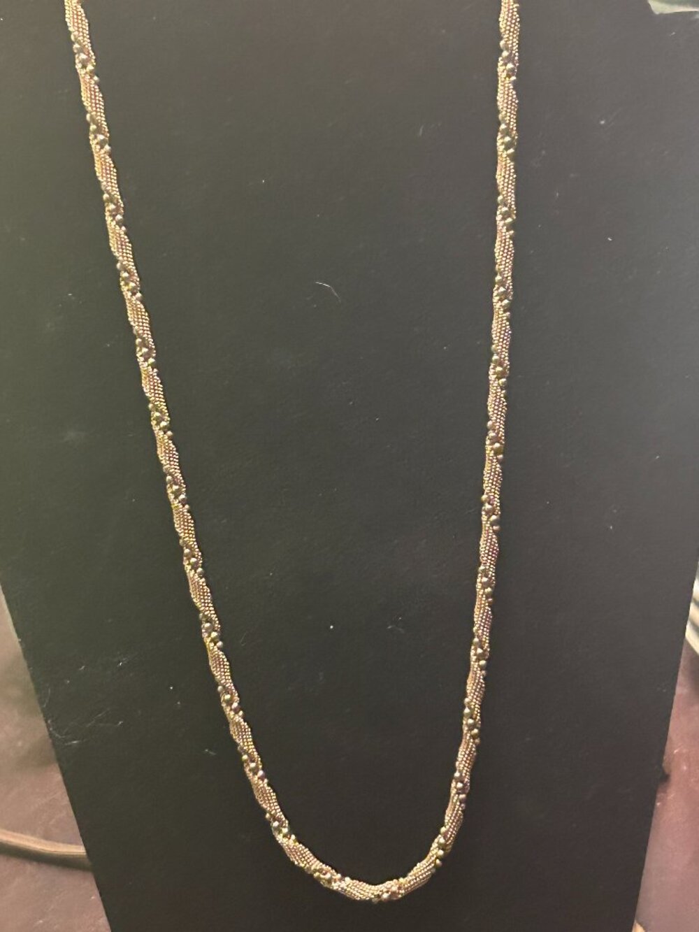 Vintage Gold Twisted Torsade Bead Necklace 40in